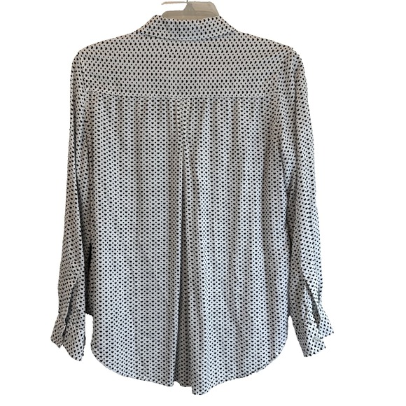 Love Heart Print Button Down Hi-Low Shirt Blouse Top - Picture 2 of 8